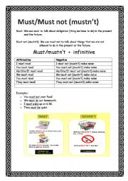 English Worksheet: Must or mustnt