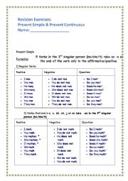 English Worksheet: Revision for present simple and present continuous