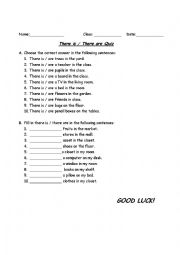 English Worksheet: there is there are