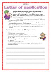 English Worksheet: WRITING - LETTER of APPLICATION