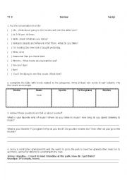 English Worksheet: YT3 Review Yzigi - different exercises