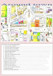 English Worksheet: around town