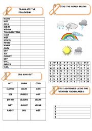 English Worksheet: WEATHER VOCABULARIES