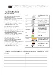 English Worksheet: Blowinin the wind 