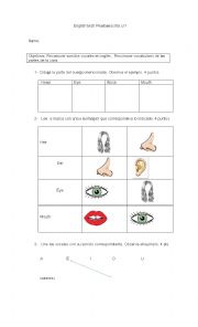 English Worksheet: parts of the face