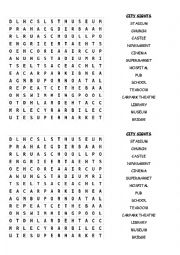 CITY SIGHTS WORDSEARCH