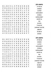 English Worksheet: CITY SIGHTS WORDSEARCH