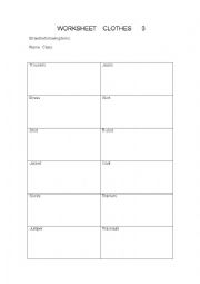  Clothes worksheet 3