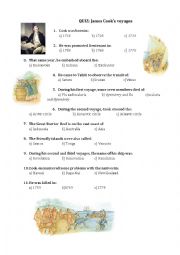 English Worksheet: QUIZ Captain James Cooks voyages