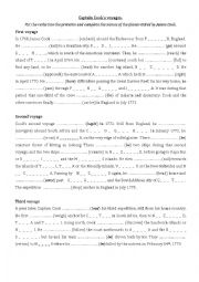 English Worksheet: Captain James Cooks 3 voyages