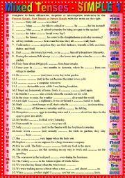 English Worksheet: Mixed tenses Present, Past and Future SIMPLE 1 + KEY