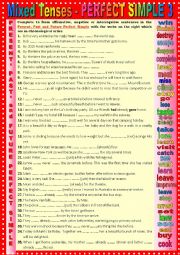 English Worksheet: Mixed tenses Present, Past and Future PERFECT SIMPLE 3 + KEY