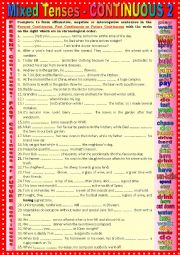 English Worksheet: Mixed tenses Present, Past and Future CONTINUOUS 2 + KEY