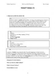 English Worksheet: School violence 9th form