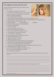 English Worksheet: interview with taylor swift