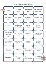 Grammar Revision Maze (be, have got)