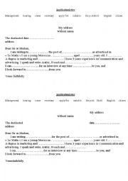 English Worksheet: application letter
