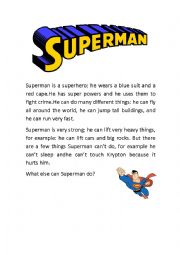 English Worksheet: SUPERMAN CAN