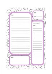 English Worksheet: Daily Diary writing page