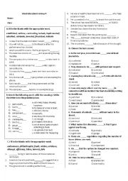 English Worksheet: Vocabulary Test