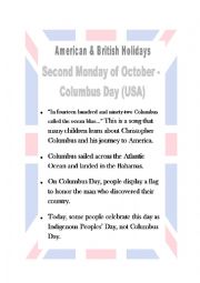 English Worksheet: Columbus Day culture poster