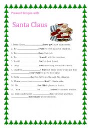 English Worksheet: Present Simple with santa