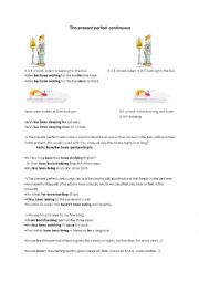 English Worksheet: The present perfect continous
