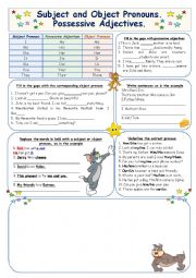 English Worksheet: Subject and Object Pronouns. Possessive Adjectives