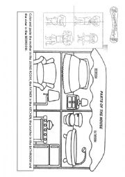 English Worksheet: Family and Parts of the house