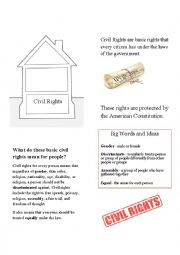English Worksheet: Civil Rights ESL Level 2 Definitions