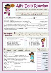 English Worksheet: ALIS DAILY ROUTINES