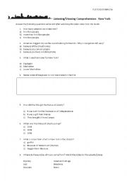 English Worksheet: Listening Viewing Worksheet New York