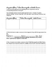 English Worksheet: charlie and the chocolate factory character describing