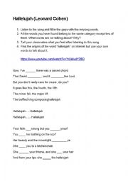 English Worksheet: Hallelujah 