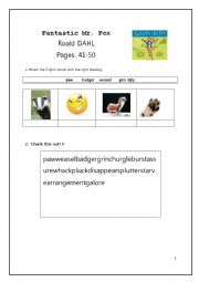 English Worksheet: Fantastic Mr. Fox Picture Dictionary 2