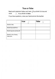 English Worksheet: Truen or False