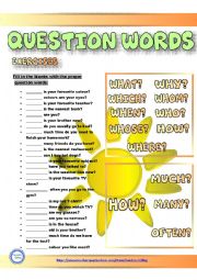 English Worksheet: Question Words - Who, When, Why, How..