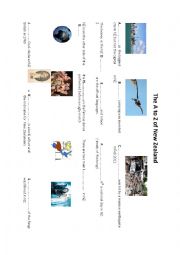 English Worksheet: The A to Z of New Zealand 