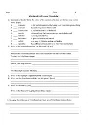 English Worksheet: Wonders