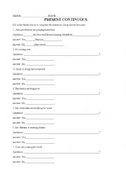 English Worksheet: Present continuous