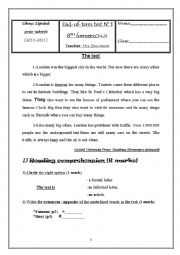 English Worksheet: 8th form End-Of-Term test