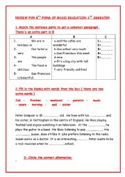 English Worksheet: review for 8th forms 1st semester