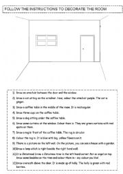 English Worksheet: Decorate the Living Room