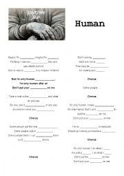 English Worksheet: Song Human by RagnBone Man