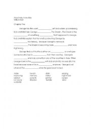 English Worksheet: Absolutely Invincible Chapter Five Cloze Activity