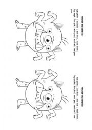 English Worksheet: colour the monster
