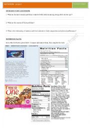 English Worksheet: FOOD TECHNOLOGY -Nutrition project