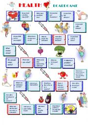 English Worksheet: Health Boardgame