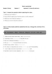 English Worksheet: Movie worksheet ( Modern Family, season 1, episode 3)