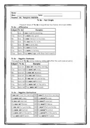 English Worksheet: The verb to be in Past Simple